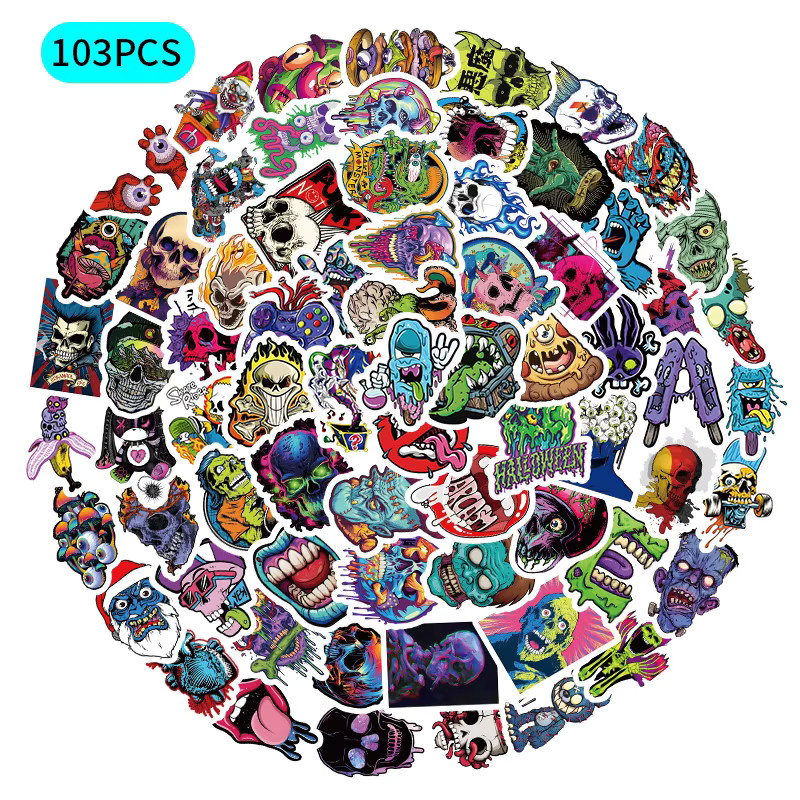 103 bunte Totenkopf-Aufkleber aus Papier für deine DIY-Dekoration von Tagebuch, Notizbuch und Bastelprojekten von Anime Worlds Store - Bild 2
