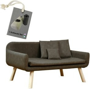 Rohrschneider Hundesofa für mittlere Hunde aus abwaschbarem Kunstleder in Taupe - Bild 1