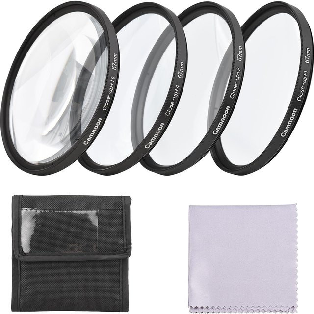 Camnoon Nahfilter-Set 4 Stück für Makroaufnahmen in Schwarz mit Filterbeutel und Reinigungstuch, Durchmesser: 72 mm - Bild 1