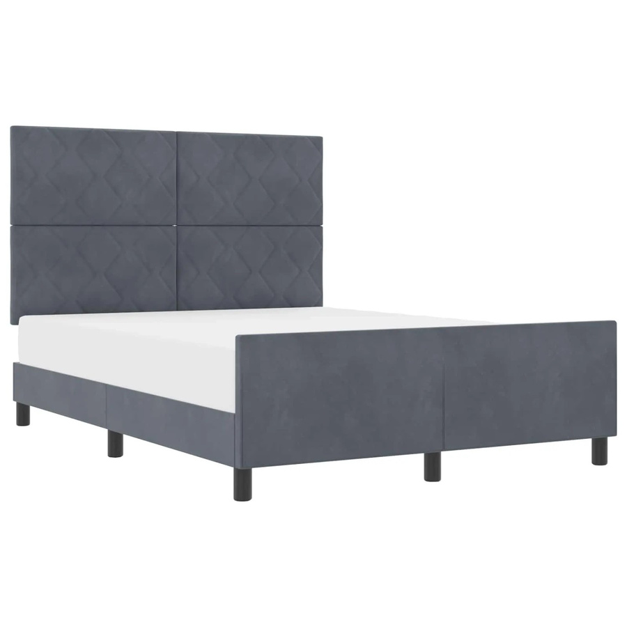 vidaXL Boxspringbett mit Kopfteil in Dunkelgrau aus Samt, B/T: 140 x 190 cm - Bild 2