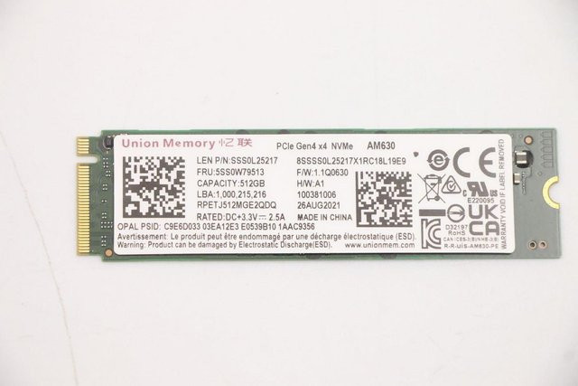 Lenovo SSD 512 GB NVMe M.2 PCIe 4.0 x4 SSD in Schwarz - Bild 1