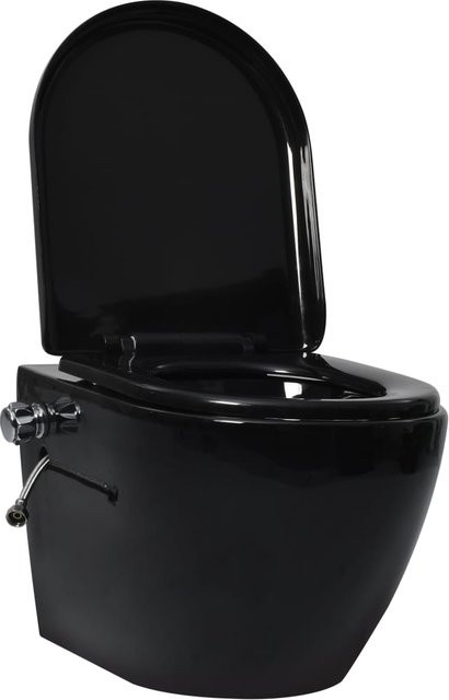 Wandhängendes WC aus Keramik mit Bidetfunktion von VD Home Furnishing in Schwarz - Bild 1