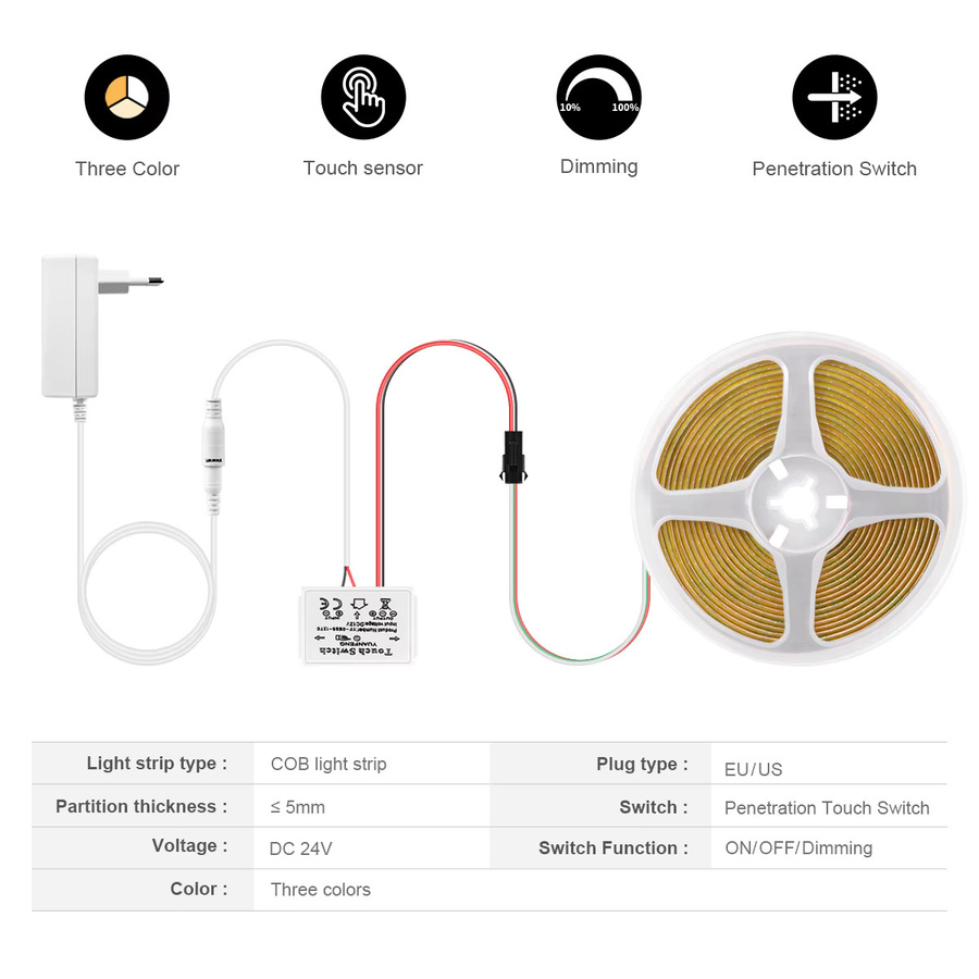 MALITAI Kosmetikspiegel für das Badezimmer mit dimmbarer LED-Lichtleiste, CCT Farbtemperatur 2700 K bis 6500 K und Touch-Schalter, Weiß - Bild 2