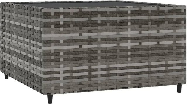 Furnicato Garten-Couchtisch aus Poly Rattan in Grau mit Hartglas, B/T/H: 50 x 50 x 30 cm - Bild 1