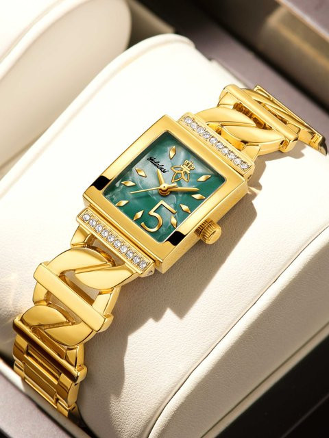 YaLaLuSi Armbanduhr Edelstahl, Quarz, Gold, Bicolor, Diamantbesetzt, Damen - Bild 1