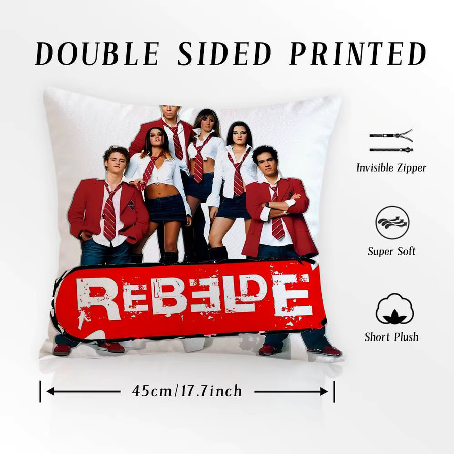RBD R-rebelde Album Kissenbezug aus seidigem Kurzplüsch mit unsichtbarem Reißverschluss und Anti-Dustmite-Schutz - Bild 5