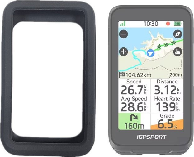 Silikon-Schutzhülle in Schwarz für iGPSPORT BiNavi Air GPS Fahrradcomputer inklusive Displayschutzfolie - Bild 1