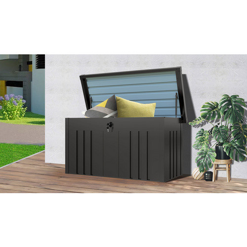 Mr. GARDENER Aufbewahrungsbox aus lackiertem Stahlblech in Anthrazit-Metallic Grau, B/H/T: 121 x 69 x 65 cm - Bild 3