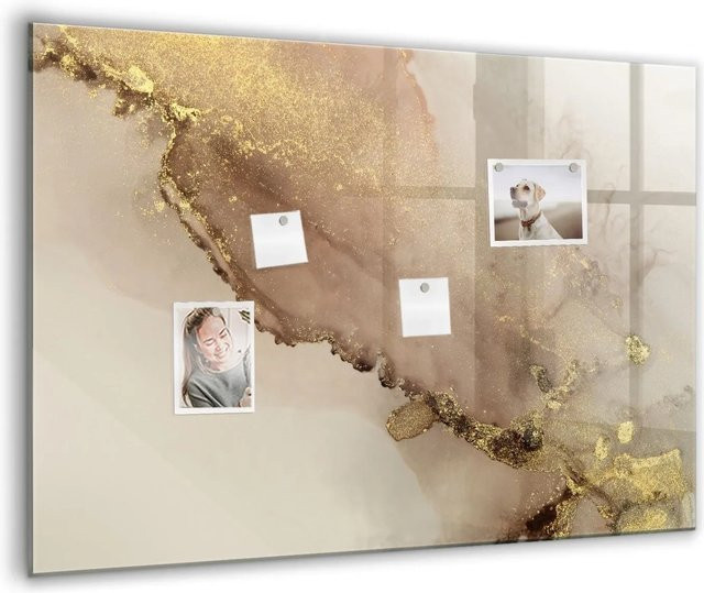Tulup Magnettafel aus Glas in Goldener Marmor Optik, B: 100 cm, H: 70 cm - Bild 1