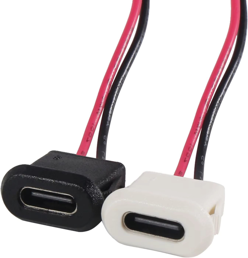 AOKIN 20er Set USB-C Weibliche Chassis Stecker mit 2P Direkt Crimp Jack als wasserdichte Ladeport Verlängerung in Multicolour - Bild 4