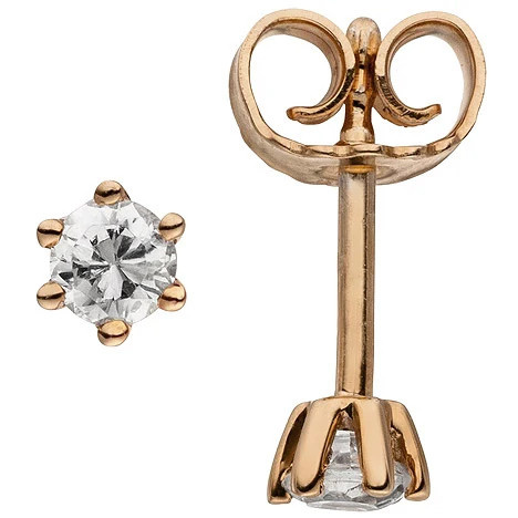 Colfem Ohrstecker 585 Rotgold, 2 Diamanten, Damen - Bild 1