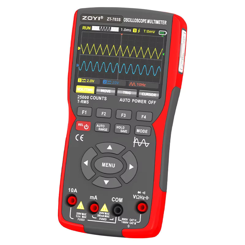 ZOYI ZT-703S 3-in-1 Oszilloskop-Multimeter mit 3,5 Zoll IPS-Display, 50MHz Bandbreite und 280MSa/s, Farbe: Rot - Bild 5