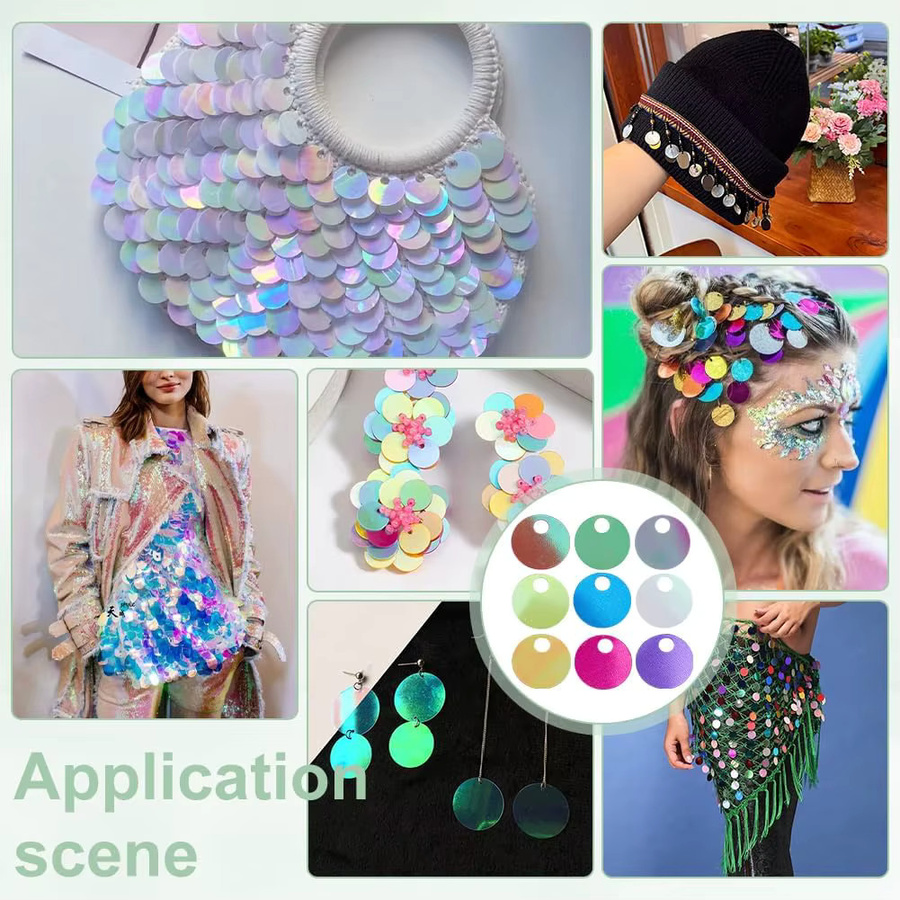 Runde Pailletten aus PVC für DIY Nähen, Sticken und Schmuckherstellung, Durchmesser: 3 cm, Farben: Silber und Multicolour - Bild 3