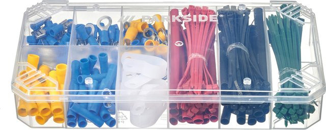 Parkside Kleinteileset Niedervolt mit Kabel, Steckern, Kabelklemmen und Sicherungen in Mehrfarbig und Blau - Bild 1