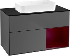 V&B Waschtischunterschrank Finion mit Wandbeleuchtung, Anthrazit matt, Breite: 100 cm, Tiefe: 60,3 cm - Bild 1