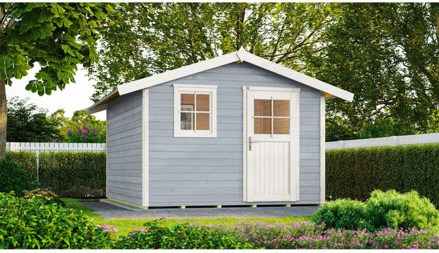 WEKA Gartenhaus 123 Gr.5 aus Fichtenholz mit Satteldach in Grau, B/H/T: 390 x 247 x 295 cm - Bild 1