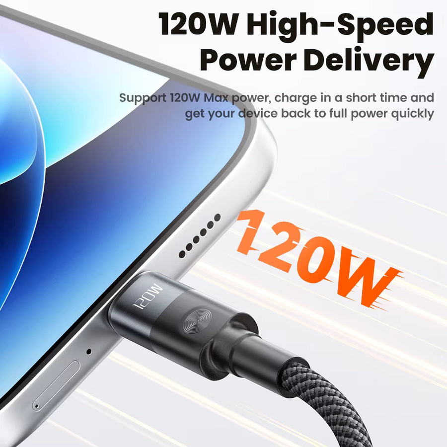 Toocki USB auf USB-C Ladekabel 6A Ultra-Schnellladekabel für Xiaomi Mi Pro Redmi Turbo Charge 120W, Schwarz - Bild 2