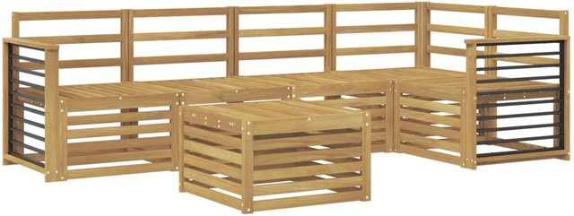 vidaXL Outdoor-Sofagarnitur 6-teilig in Weiß aus Akazienholz mit Tisch und Ecksofa, B/T/H: 59 x 59 x 37 cm - Bild 1