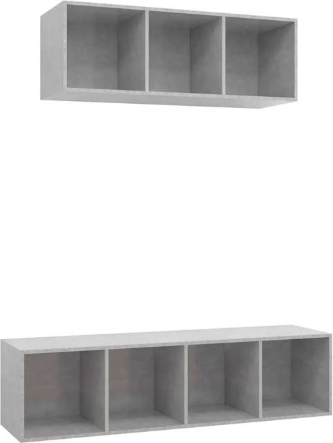 vidaXL 2-teiliges TV-Schrank-Set aus Holzwerkstoff in Betongrau für dein Wohnzimmer, B/T/H: 37 x 37 x 107 cm und 37 x 37 x 142,5 cm - Bild 1