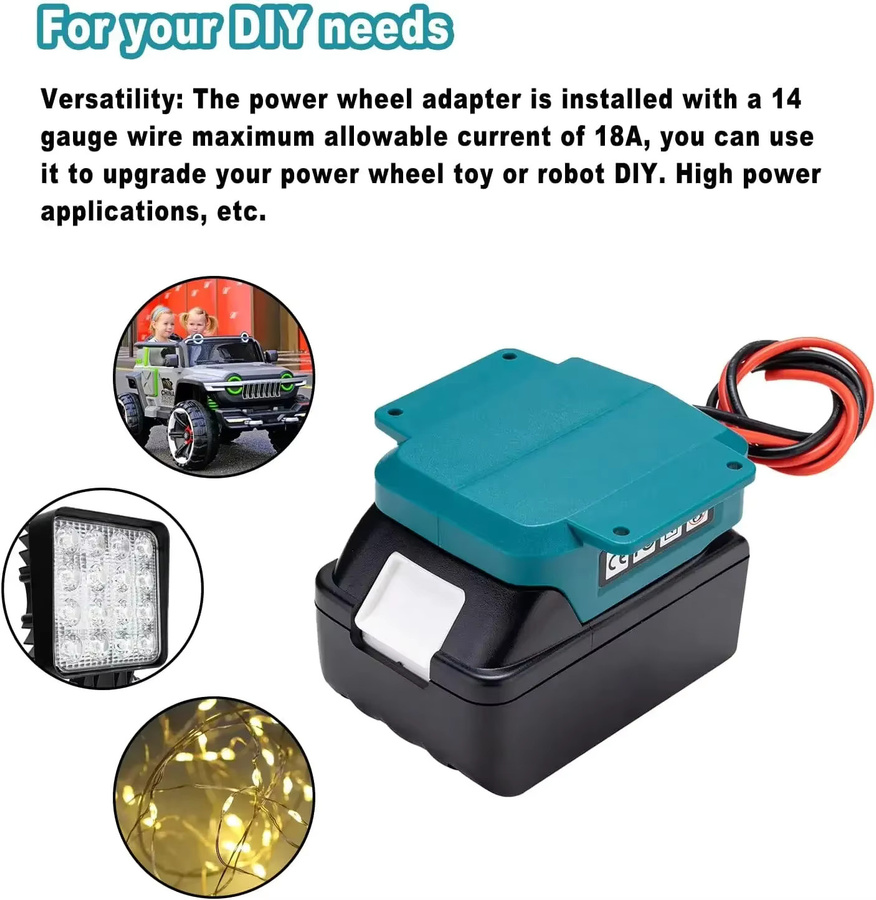 XMSJ Batterieadapter für Makita 18 V Akkus mit 14 AWG Drahtanschluss für DIY Power Wheels, RC Cars und Robotik - Bild 2