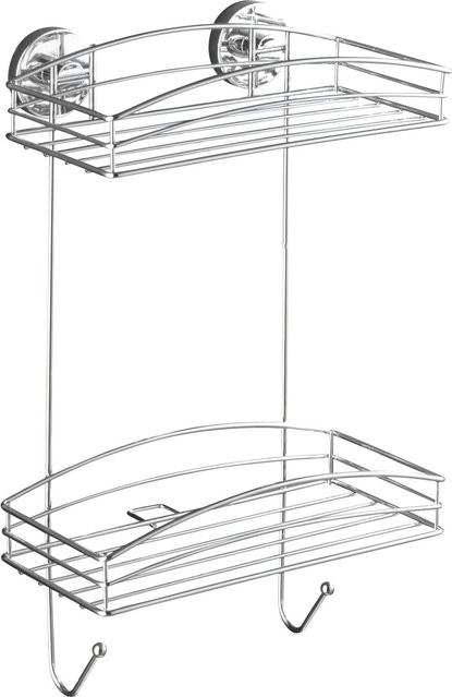 Wenko Vacuum-Loc Wandregal aus Chrom in Silber, 2 Etagen, B/H: 26 x 43 cm - Bild 1