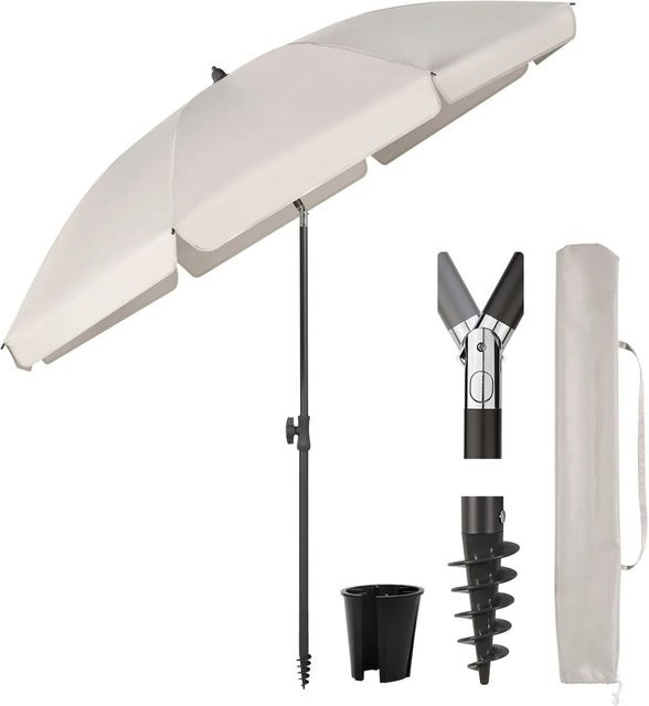 Sekey Sonnenschirm Hellgrau mit UV50+ Schutz, Balkonschirm aus Polyester und Metall, Durchmesser: 160 cm - Bild 1