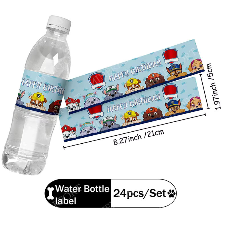 Paw Patrol Wasserflaschenetiketten als selbstklebende Aufkleber in Mehrfarben für Kindergeburtstage - Bild 3