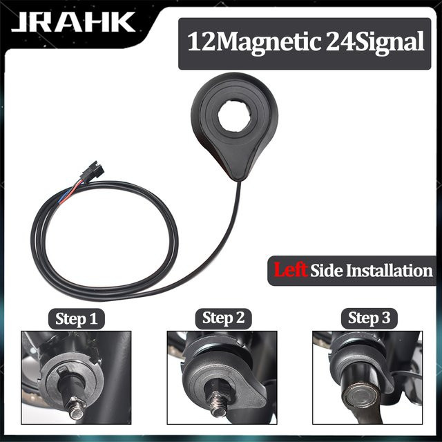 JRAHK PAS-Sensor mit 12 Magneten und 24 Signalen als Hall-Effekt-Impuls-Geschwindigkeitssensor für Elektrofahrrad-Pedalsysteme in Schwarz - Bild 1