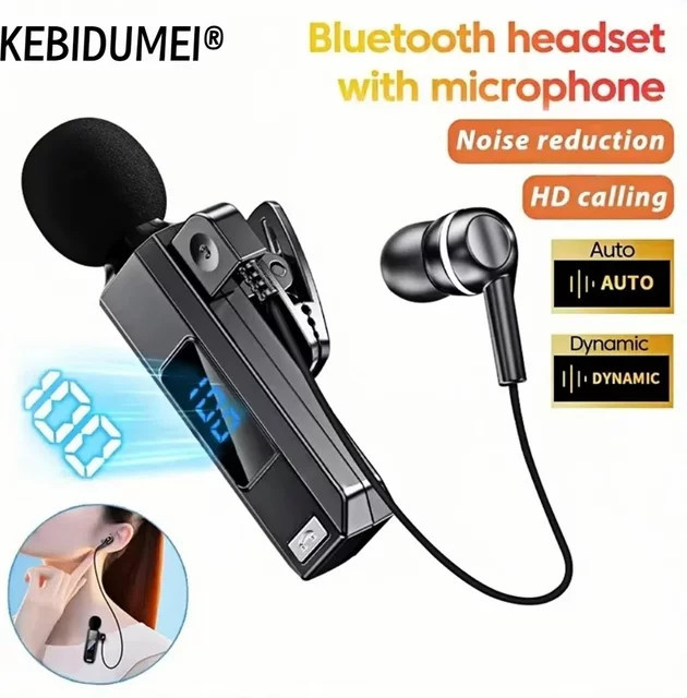 Kebidu M1 Lavalier Business Bluetooth 5.5 Headset in Schwarz mit HD-Mikrofon, Digital Display und Noise Cancelling für HIFI Wireless Sound - Bild 1