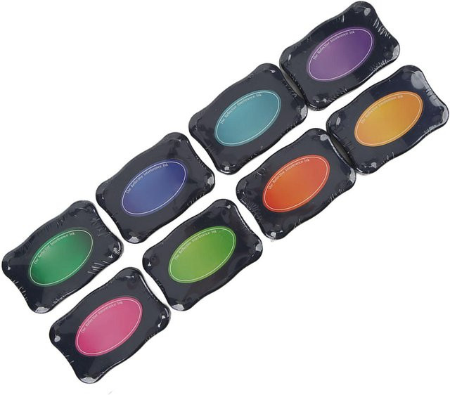 Igeteck Stempelkissen Set 8 Stück mit reflektierender Interferenzfarbe in Schwarz und Multicolour für Kinder zum Basteln - Bild 1
