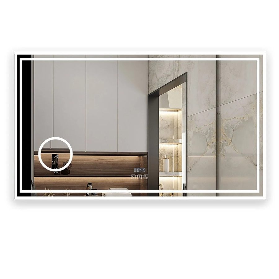 Aica Sanitär Badspiegel mit Bluetooth und LED-Beleuchtung, B/H: 140 x 80 cm, dimmbar mit Memory-Touch und Uhr, Weiß - Bild 2