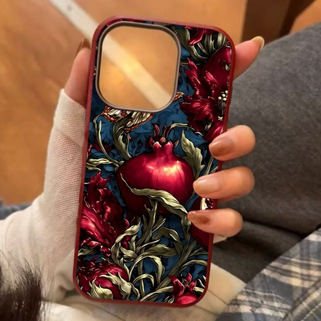 Apple iPhone Handyhülle aus TPU im Vintage Granatapfel Design für iPhone 17 16 15 14 13 12 11 Pro Max XS X XR 7 8 Plus Ästhetische Schutzhülle - Bild 1