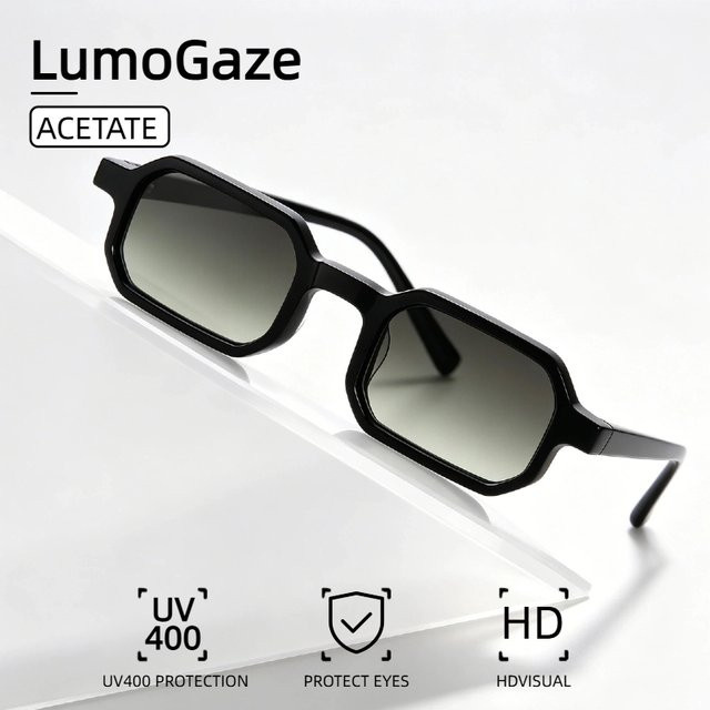 LumoGaze Sonnenbrille, quadratisch, Acetat, Vollrand, Unisex, schwarz - Bild 1