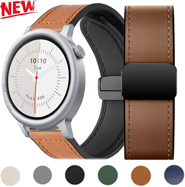 Uhrenarmband Leder, Silikon, Schwarz - Bild 1