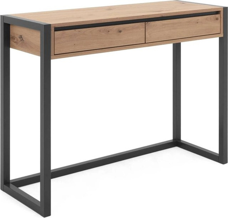Homestyle4u Konsolentisch aus Holz in Holzmaserung, Beistelltisch und Flurtisch für urbanes Loftfeeling, B/T/H: 100 x 35 x 75 cm