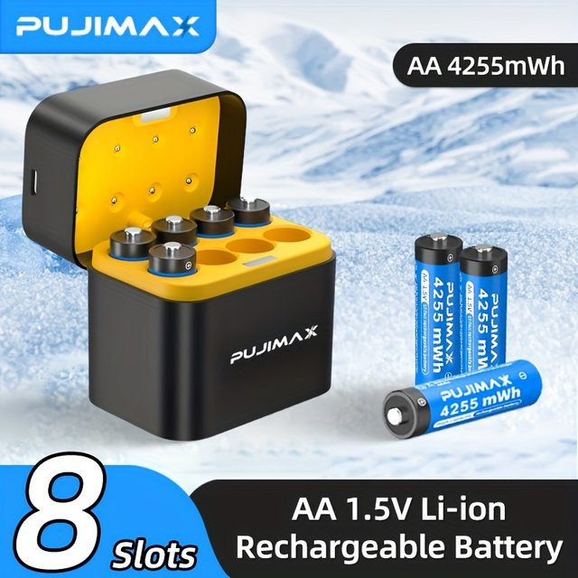 PUJIMAX Akku-Ladegerät für 1,5 V AA Lithium-Ionen-Akkus mit 4255 mWh - Bild 1