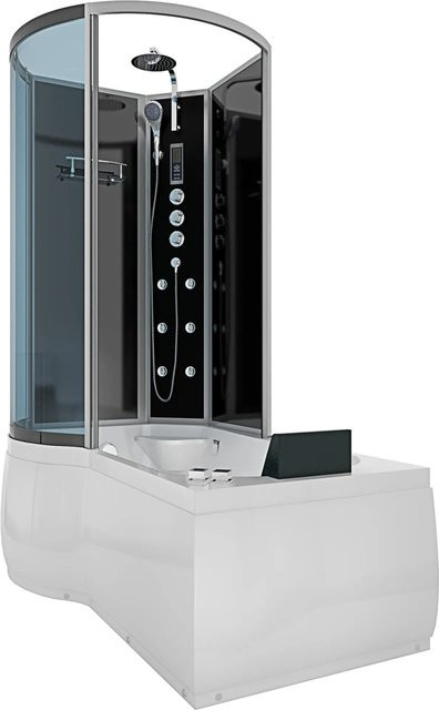 AcquaVapore Kombination Whirlpool Dusche K50-R33-WP Duschkabine mit Wanne in Weiß und Schwarz, B/T: 100 x 170 cm - Bild 1