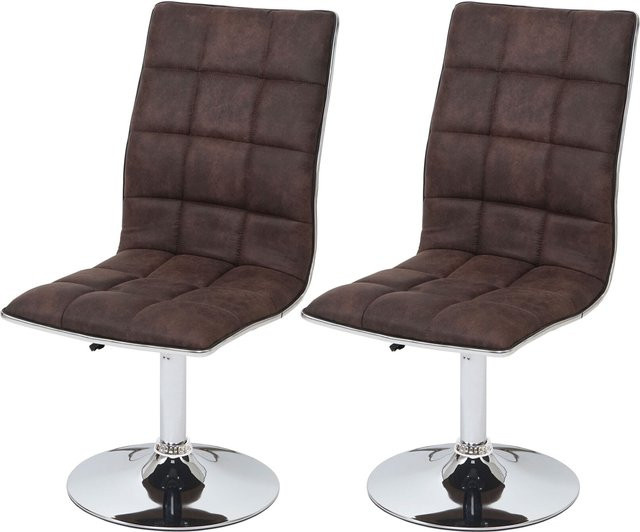 2er-Set MCW Esszimmerstühle C41, drehbare Küchenstühle mit Rautenmuster, höhenverstellbar, Stoff Textil, Vintage Dunkelbraun - Bild 1