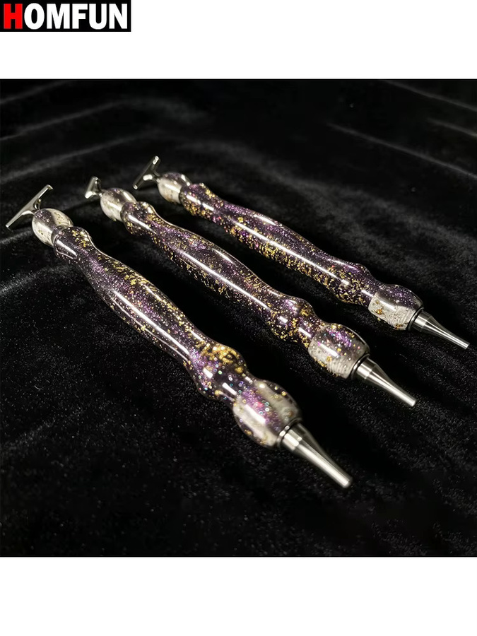 HOMFUN Diamantmalstift in Lila-Gold mit Metall-Schraubgewinde-Spitze für Stickereien - Bild 3