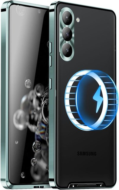 Samsung Galaxy S25 Plus 5G Magnetische MagSafe Schutzhülle im Frosted Metall Design in Grün - Bild 1