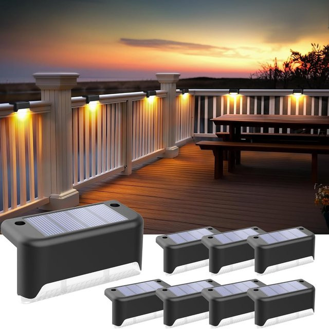 ATcomm Solar-Deckleuchten für den Außenbereich, wasserdichte Solar-Treppenleuchten für Terrasse, Geländer und Wege - Bild 1