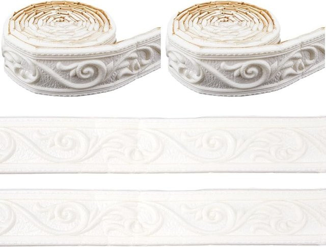 Selbstklebende 3D Wandkante in Kronenform, weiße dekorative Schaumstoffbordüre, Länge: 447 cm, Breite: 5 cm - Bild 1