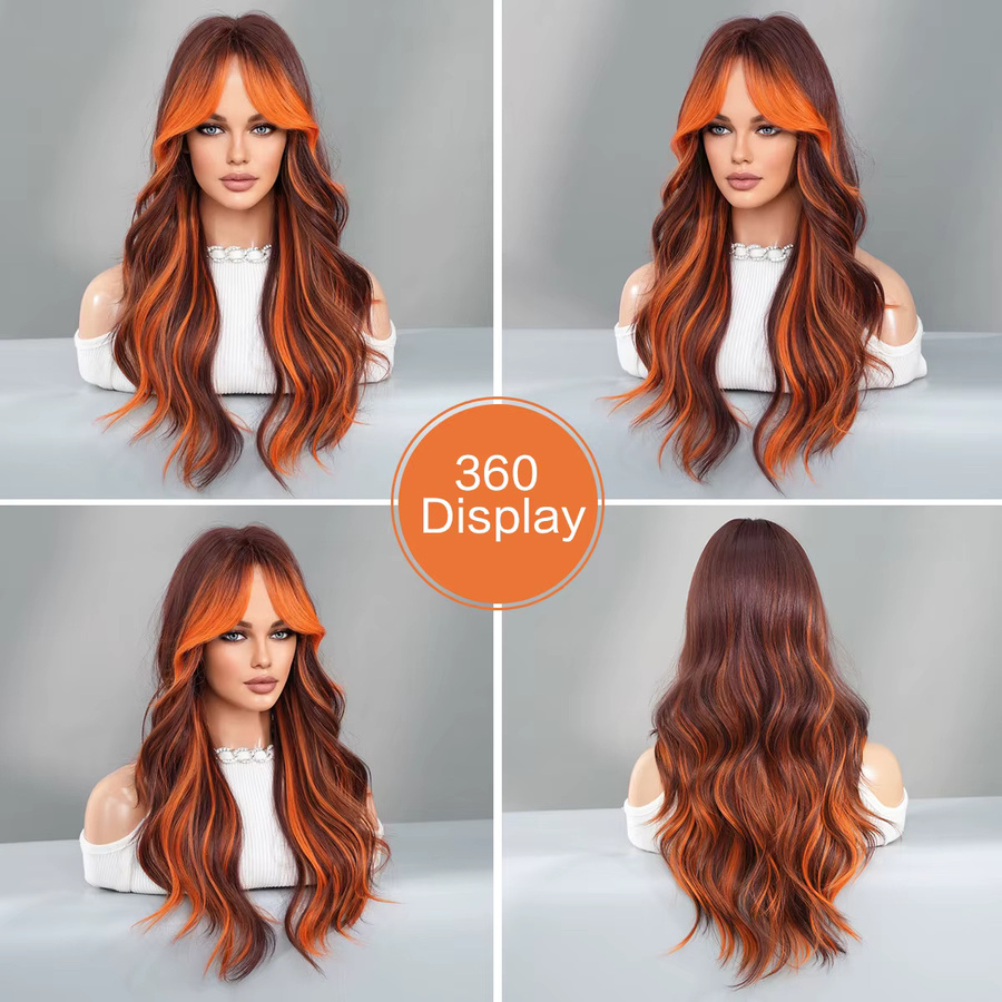 7jhh Haarperücke, lange Welle, Kupfer Orange, synthetisch - Bild 2