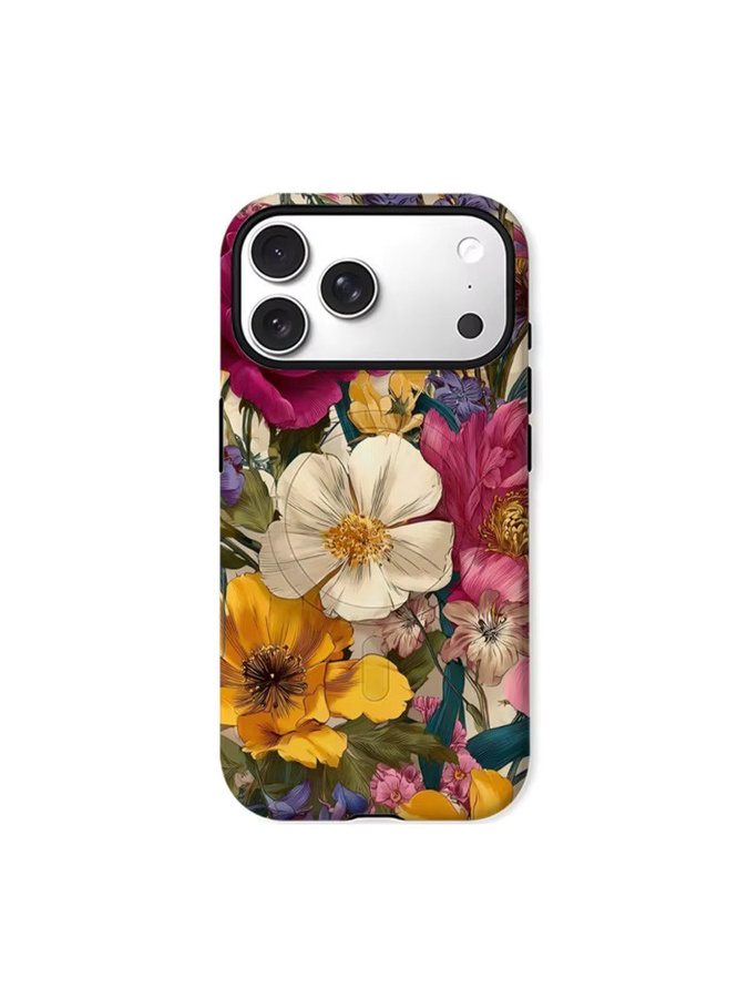 Potdemiel Handyhülle mit Blumenmuster für iPhone 17 16 15 14 13 Pro Max Plus, robuste ein- oder doppelschichtige Magnet-Hülle, Multicolor - Bild 6