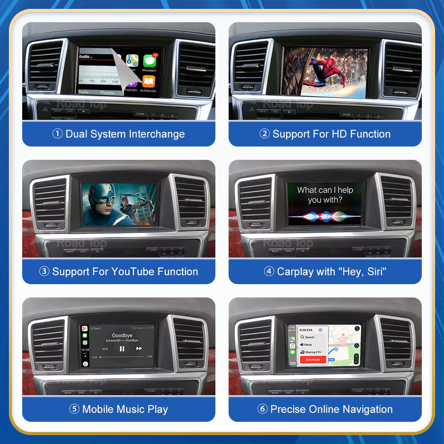 AUTOABC Drahtlose CarPlay und Android Auto Navigation für Mercedes Benz GLA CLA GLK SLK CLS W204 W176 W246 X204 C117 NTG4.5/4,7 Modelle 2011-2015 mit Bluetooth - Bild 4