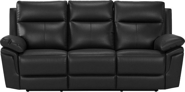 Vente-unique Relaxsofa Pakita in Schwarz aus Büffelleder mit Massivholzrahmen, Breite: 208 cm - Bild 1