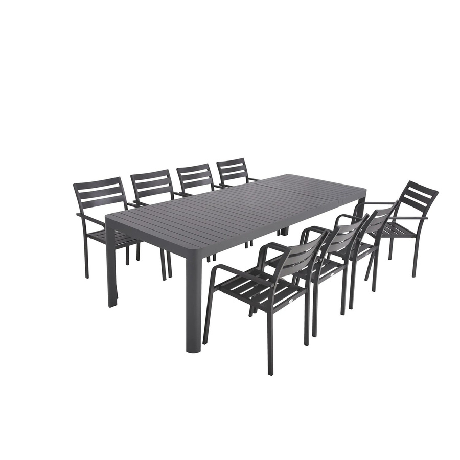 DELUKE Garten-Sitzgruppe ENNO 9-teiliges Gartenmöbel-Set aus Kunststoff und Aluminium in Dunkelgrau/Anthrazit - Bild 2
