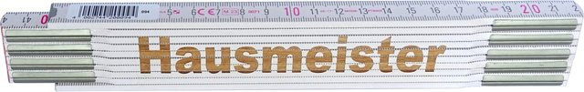 Stabila Zollstock mit Lasergravur Hausmeister, weiß, 2 m - Bild 1