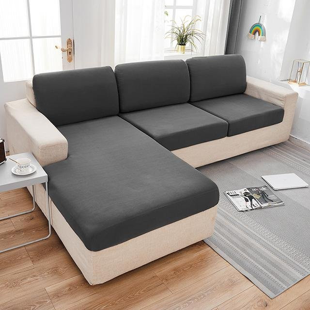 Elastische Sofakissenbezüge von airldianer in Grau aus Polyester mit rutschfestem Design für Eckcouches und Stühle - Bild 1