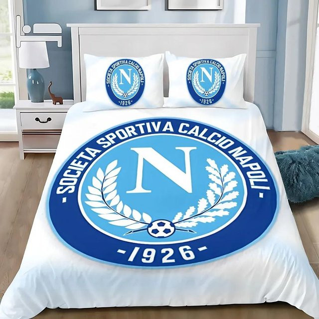 JMG Household Supplies Bettwäsche-Set SSC Neapel mit Logo-Print, 2-teilig, Weiß, B/H: 200 x 200 cm - Bild 1